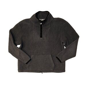 PINK Victoria's Secret Grey Quarter Zip Long Sleeve Sherpa Top Medium